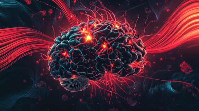 A fragmented brain with tangled pathways, symbolizing the neurological disruption caused by sleep disorders.