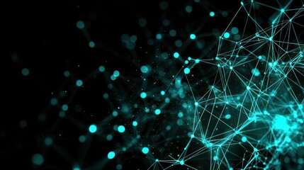 Fototapeta premium Abstract Turquoise Network Pattern On Black Background