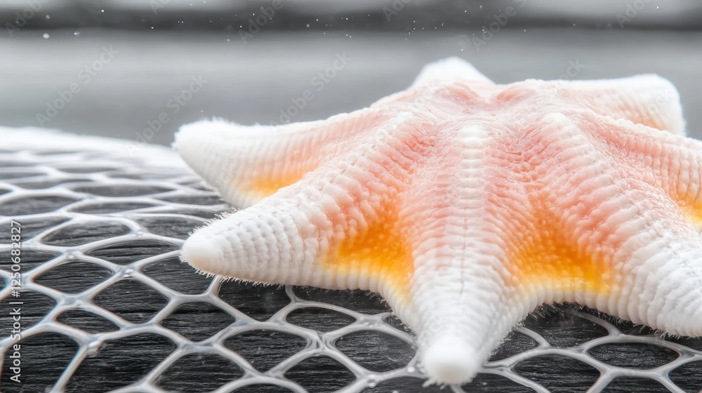 Poster a close-up of a starfish resting on a textured surface.