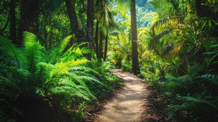 Obraz premium Serene Jungle Path: A Tropical Paradise Trail