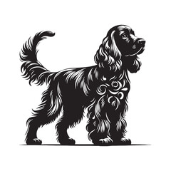 Refined Cocker Spaniel silhouette with soft and elegant curves - Cocker Spaniel illustration - minimal Cocker Spaniel vector - dog silhouette
