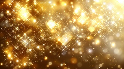 Golden glitter bokeh lights background for festive design