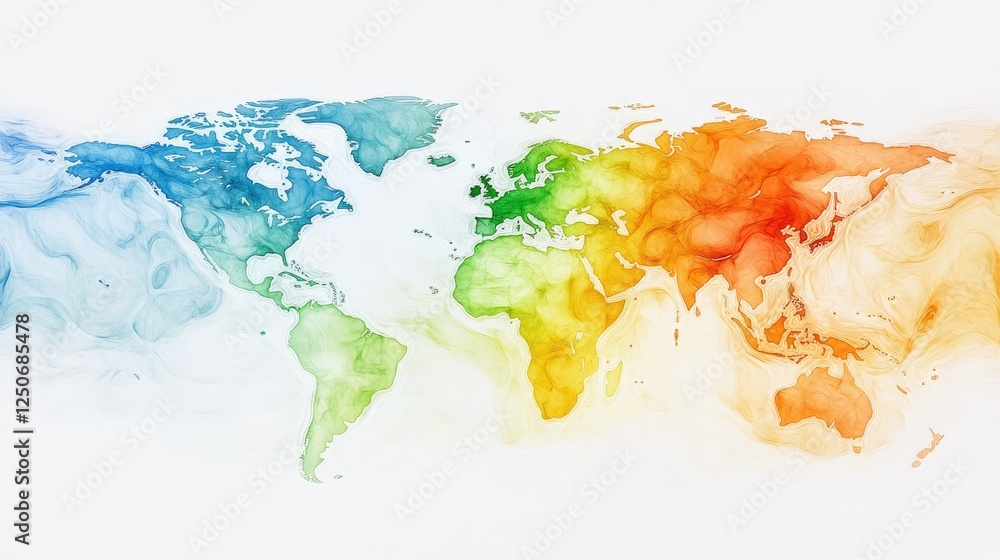 Poster a high-resolution digital representation of ai-enhanced climate analysis with global temperature map