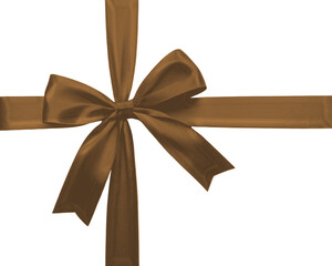 Fototapeta premium Brown ribbon and bow, cut out