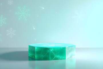 Modern 3D render of an abstract podium with cracked ice texture. Winter-inspired product display
