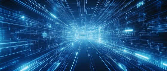 Digital Data Stream Tunnel Futuristic Cyberspace Travel