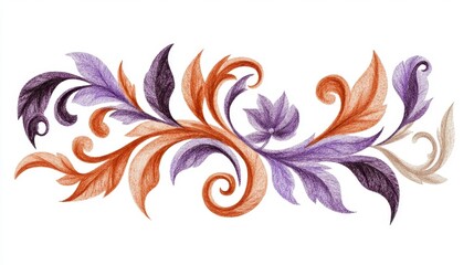 Obraz premium Elegant Swirling Leaf Motif in Warm and Cool Color Palette