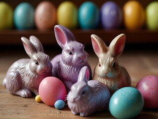 Chocolate bunnies easter eggs 