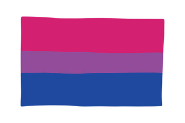 Colorful Bisexual pride flag Happy pride day LGBTQ community Pride Month Vector hand drawn doodle for posters, stickers, logo, cards