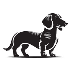 Dachshund silhouette capturing the breed’s graceful and playful nature - Dachshund illustration - minimal Dachshund vector - dog silhouette
