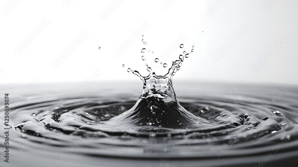 Aufkleber Captivating close up of a water splash creating a mesmerizing pattern with clear transparent droplets and rippling effects