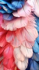 Obraz premium Colorful layered feathers a carnivalinspired texture closeup