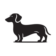 Dachshund silhouette highlighting the breed’s long and sleek body - Dachshund illustration - minimal Dachshund vector - dog silhouette
