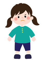
不機嫌そうに抗議している幼い女の子のベクターイラスト
