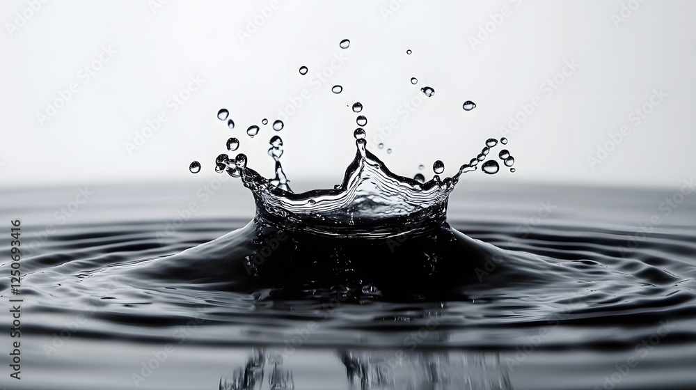 Poster Captivating water splash and droplet abstract art with rippling fluid motion and clean refreshing transparency  Minimalist nature scene with calming serene design