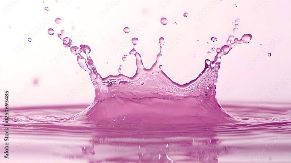 Aufkleber crown shaped splash of vibrant colorful flowing liquid with a shiny glittering effect on a bright glossy pink background  Dynamic fluid composition with elegant luxurious design elements