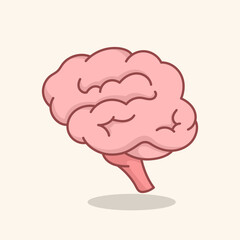 Cartoon Illustration of Healthy Human Brain