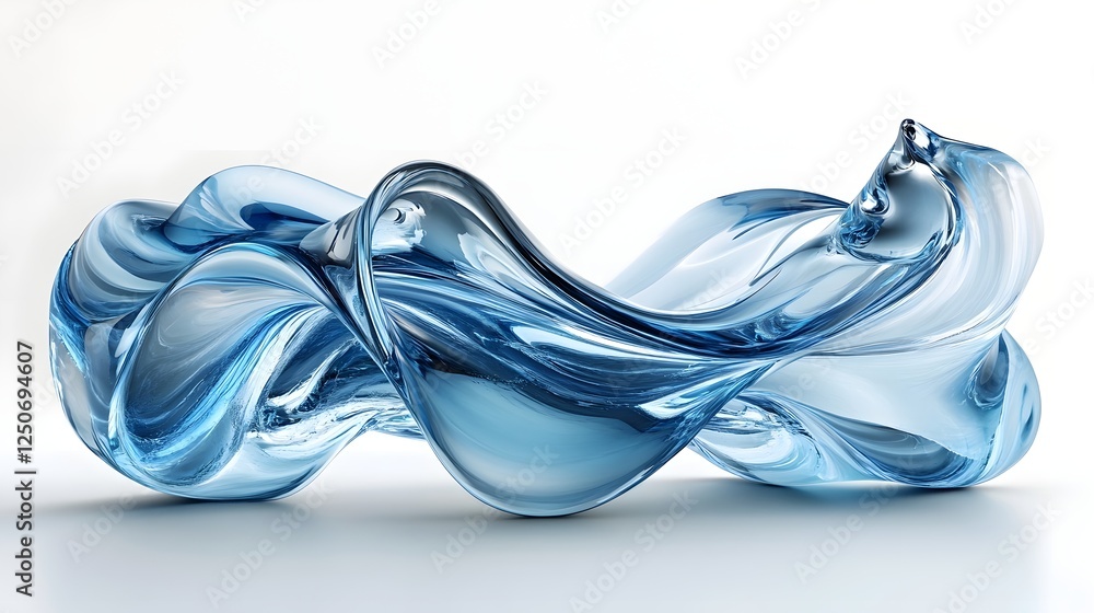 Leinwandbilder fluid abstract art dynamic swirling teal and blue digital sculpture with flowing curves and gradient