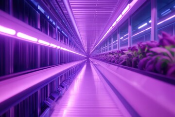Fototapeta premium Vibrant journey through a futuristic indoor garden filled with glowing plants and innovative farming technology