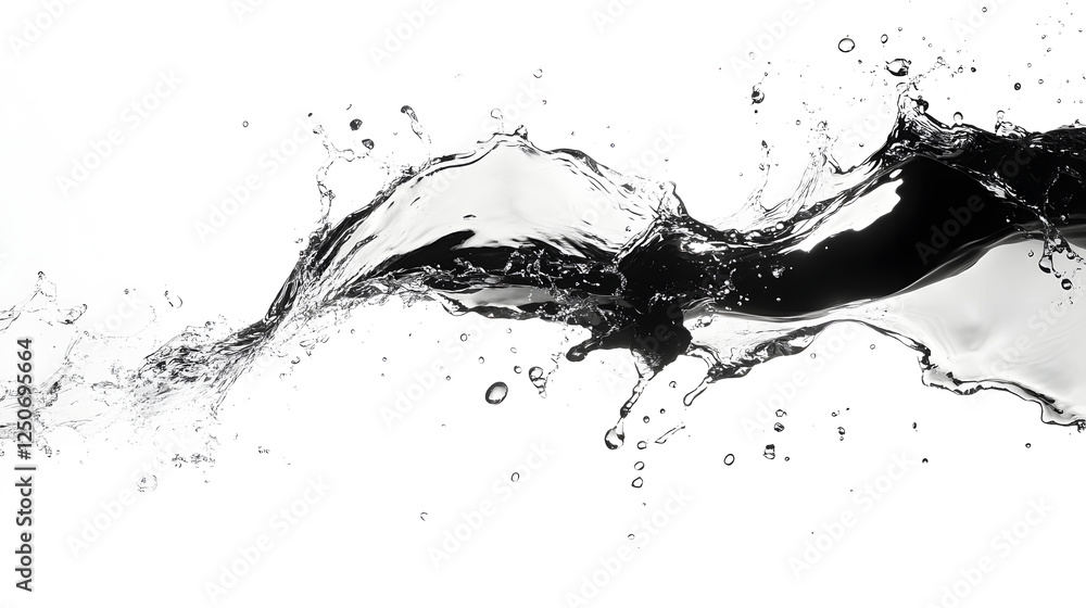 Poster monochrome splash of dynamic liquid energy in motion abstract conceptual art showcasing the power an