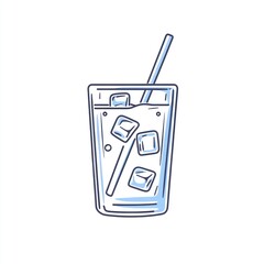 Obraz premium Stylized glass of iced drink with straw