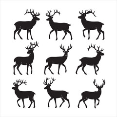Fototapeta premium silhouette illustrations of deer in various poses .