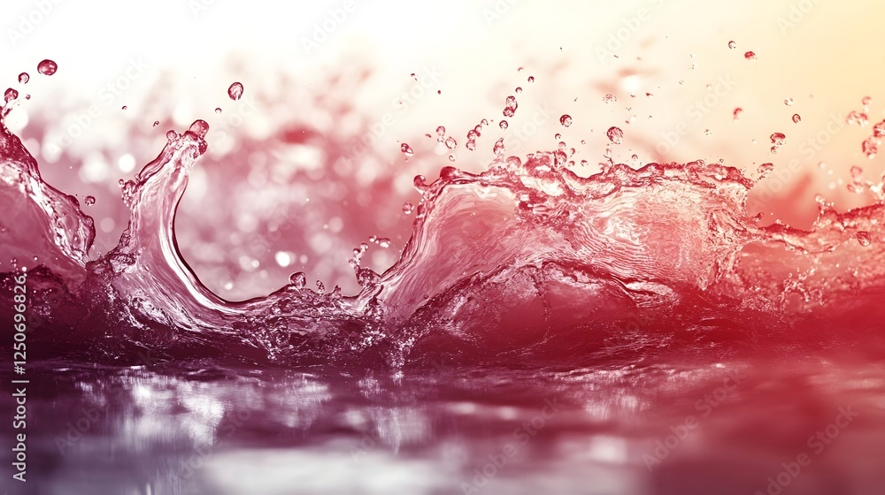 Poster striking abstract image showcasing a dramatic crimson liquid splash and waves with dynamic motion en