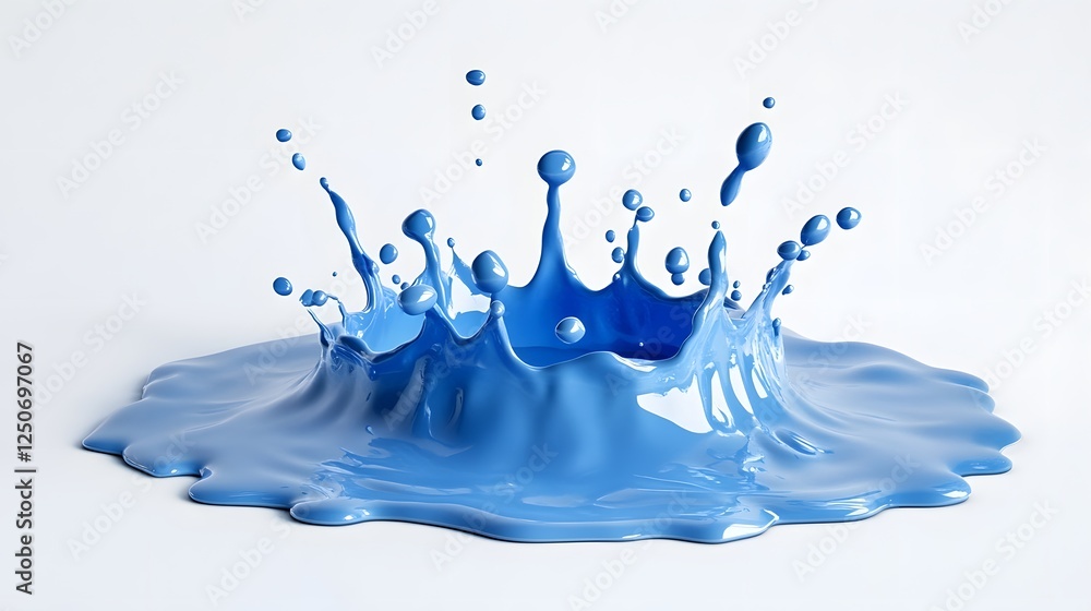 Poster striking abstract photograph featuring a dynamic blue liquid splash with visual effects