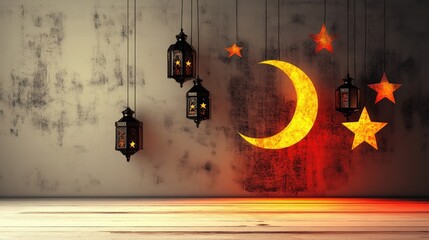 Elegant Moon And Stars Lanterns With Warm Glow