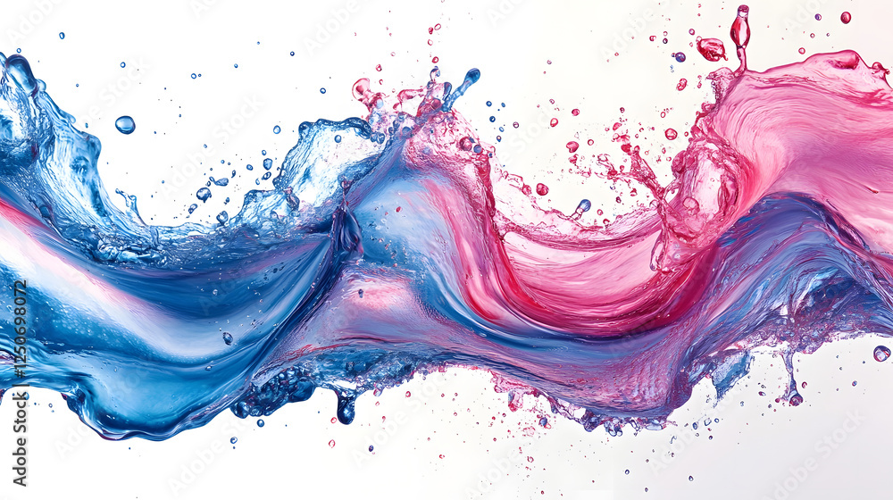 Poster vibrant colorful dynamic liquid splash abstract motion design with swirling flowing waves and ripple