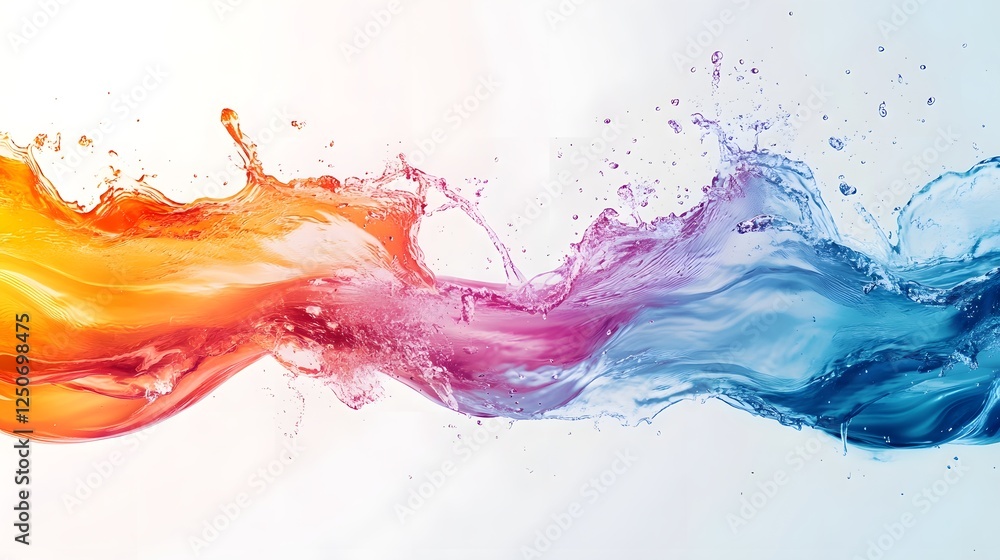 Poster vibrant fluid motion abstract with splash of colorful paints dynamic and captivating digital artwork
