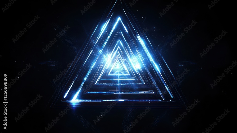 Poster neon triangle tunnel: a mesmerizing journey through illuminated geometry