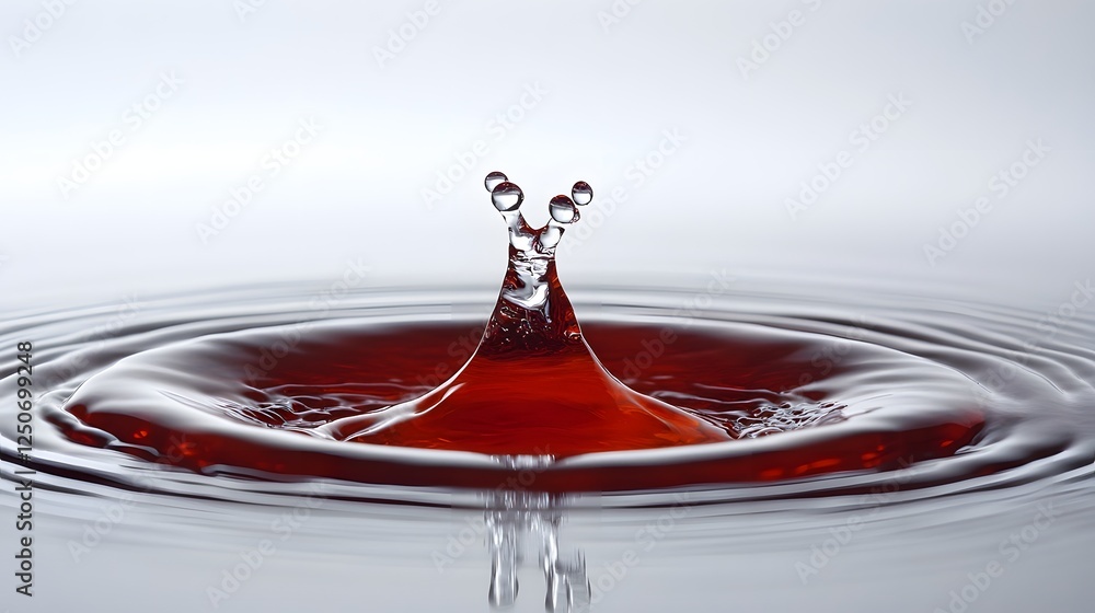 Poster vibrant red liquid splash with dynamic movement and rippling effect on water surface abstract colorf
