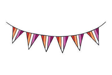 Fototapeta premium Colorful garland Lesbian pride flag Happy pride day LGBTQ community Pride Month Vector hand drawn doodle for posters, stickers, logo, cards