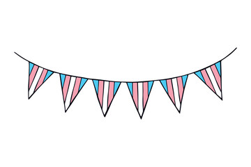 Obraz premium Colorful garland Transgender pride flag Happy pride day LGBTQ community Pride Month Vector hand drawn doodle for posters, stickers, logo, cards