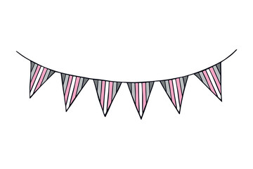 Fototapeta premium Colorful garland Demigirl pride flag Happy pride day LGBTQ community Pride Month Vector hand drawn doodle for posters, stickers, logo, cards