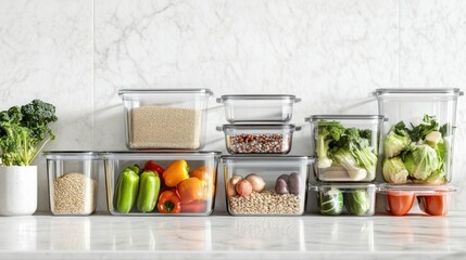 Kitchen Containers Filled with Food, Countertop Storage Solution