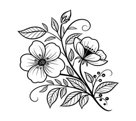 One line art drawing vector Set of botanical line art abstract flowers