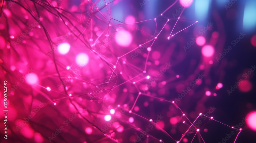 Aufkleber abstract network of pink glowing light points and connected lines