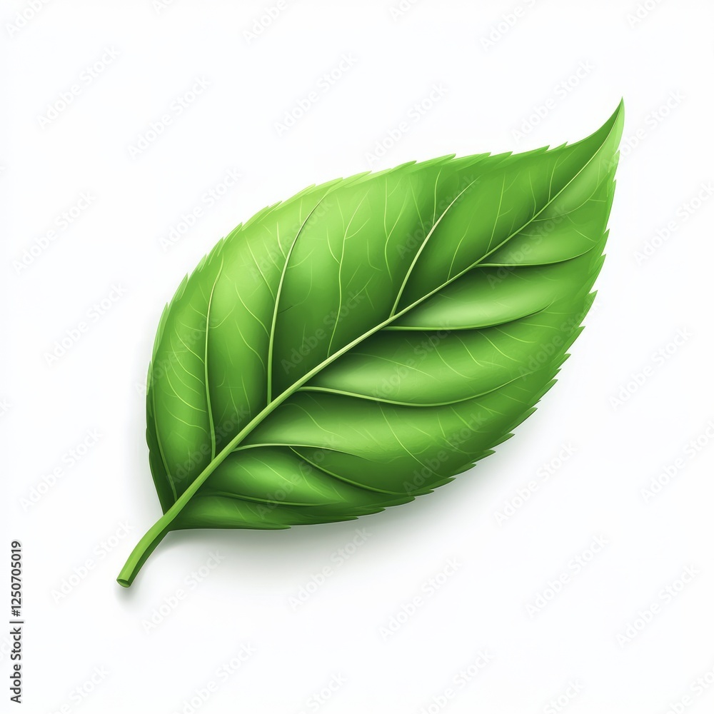 Aufkleber a green icon in the shape of a leaf with smooth edges and a subtle, soft texture, isolated on white
