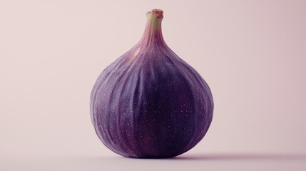 Fototapeta premium A ripe fig with a rich purple hue against the white background, centered cleanly,