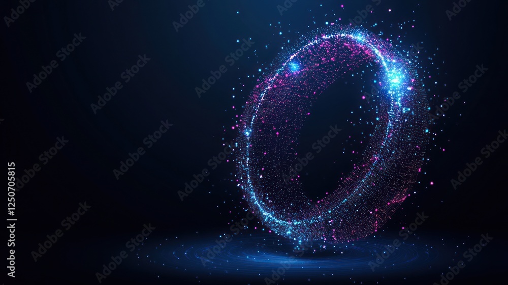 Poster abstract digital particle ring: a modern technological visualization