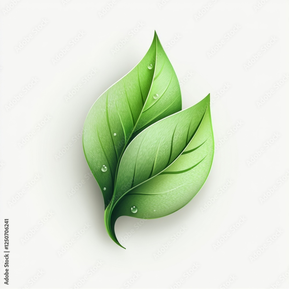 Poster a green petal-like icon with soft, curved edges and a light texture, ideal for a simple design eleme