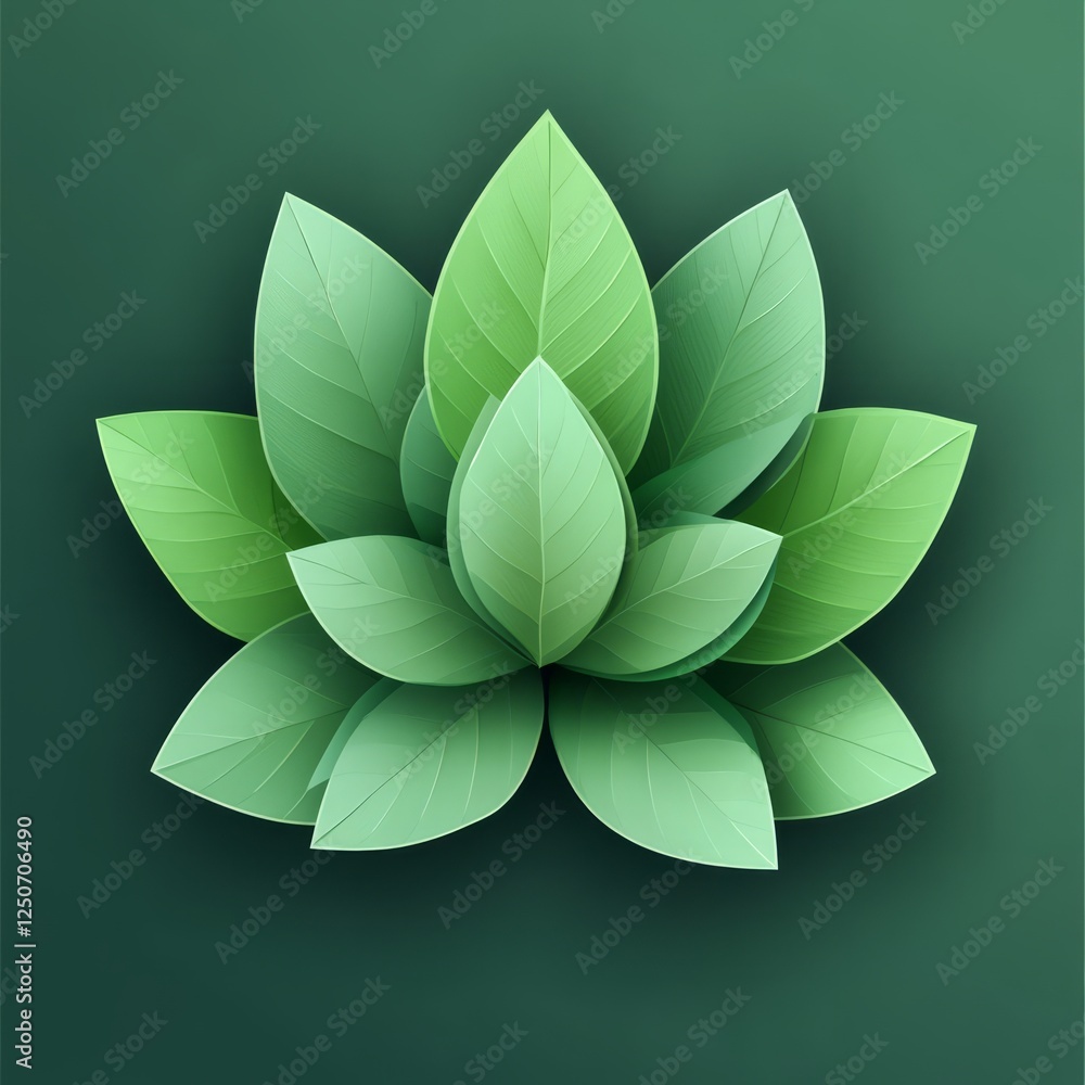 Poster a green petal-like icon with soft, curved edges and a light texture, ideal for a simple design eleme