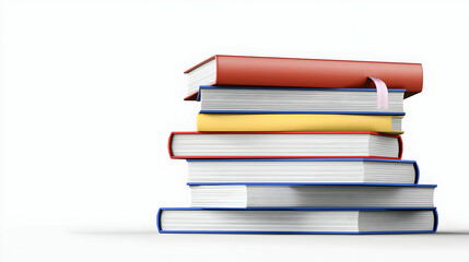 Stack of Colorful Books on White Background