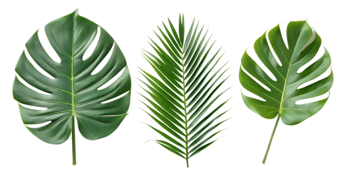 Vibrant Green Leaves of Tropical Plants, Lush Natural Decor, Indoor Plants, PNG Transparent