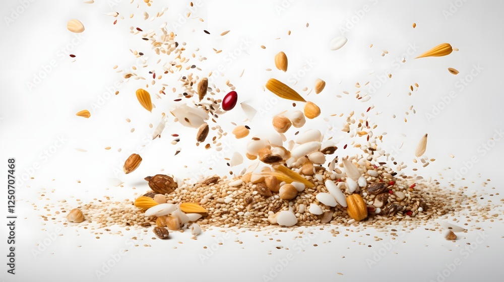 Aufkleber visually striking composition featuring a dynamically arranged cluster of nutritious dry food grains