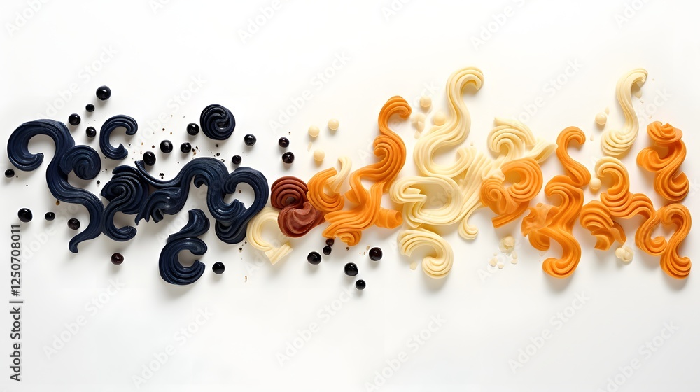 Poster creative and composition featuring assorted food granules such as cereals grains or spices arranged 