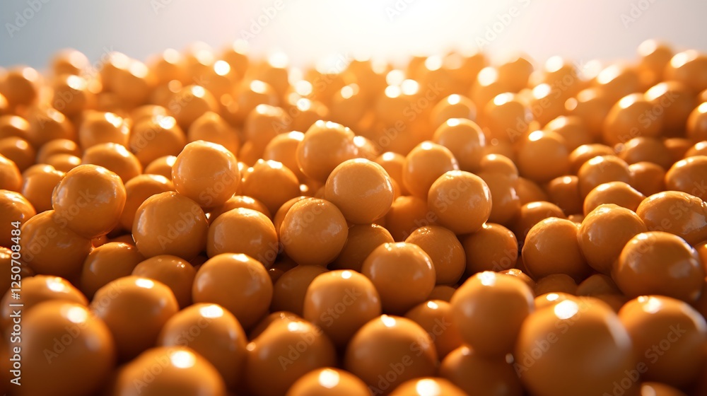 Poster a highly detailed and close up shot of a collection of food pellets with soft natural light creating