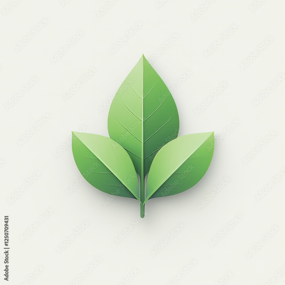 Poster a simple icon in the shape of a green petal, with a delicate texture and minimalist aesthetic